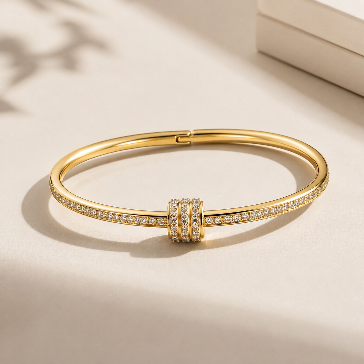 Gold Tone Crystal Detail Bangle Bracelet