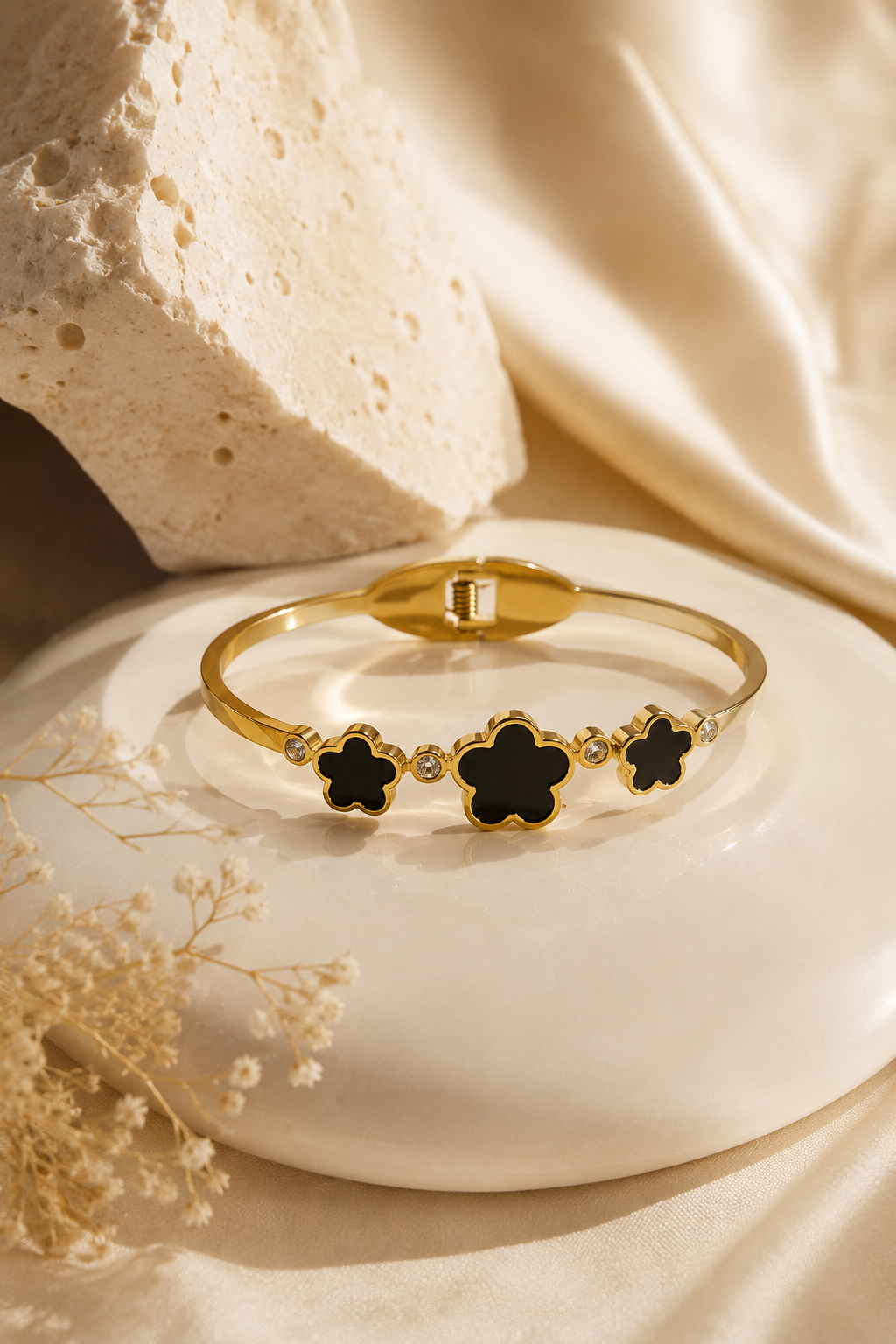 Black Flower Bracelet for Women