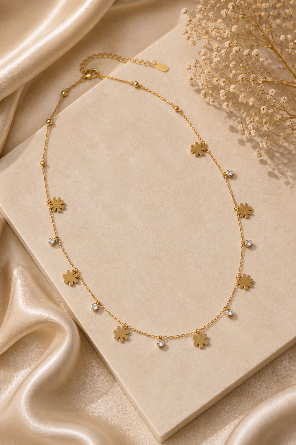 Gold-Tone Floral Crystal Necklace