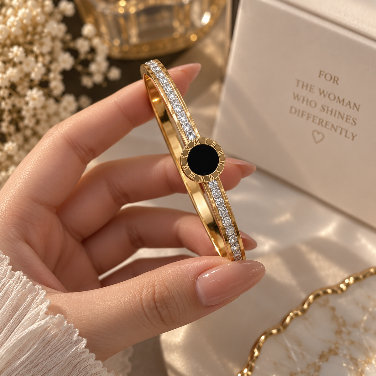 Black & Gold Crystal Bracelet for Women
