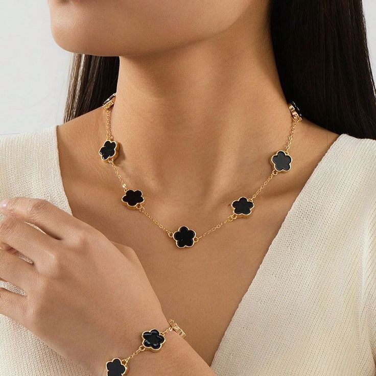Black Clover Pendant Necklace