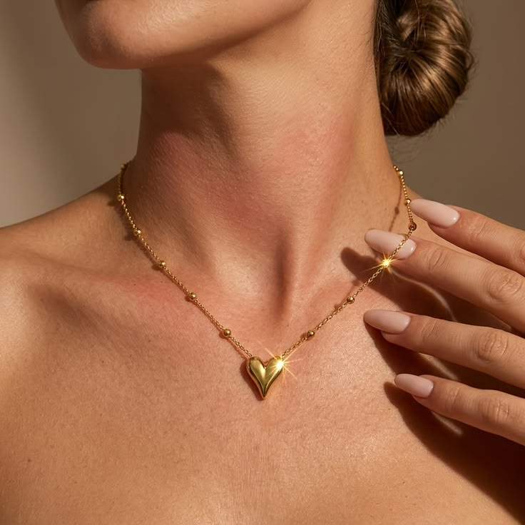 Gold-Tone Heart Pendant Necklace