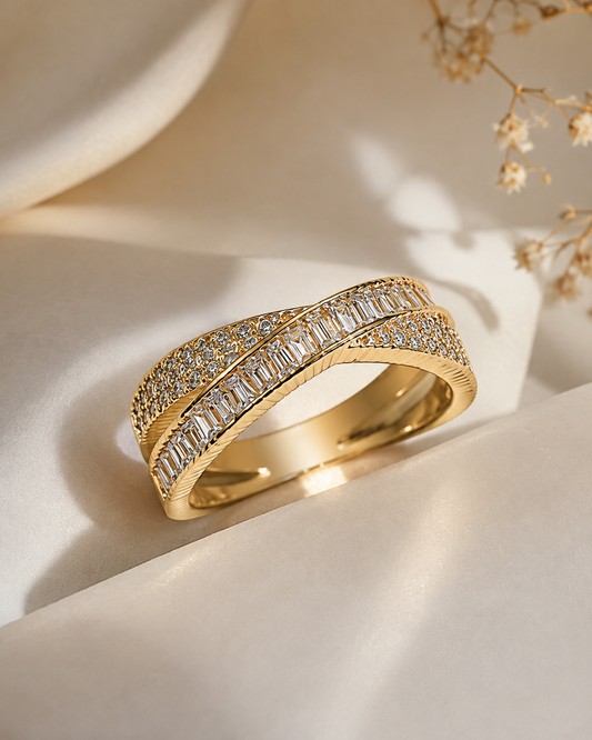 Crystal Double Band Ring for Women