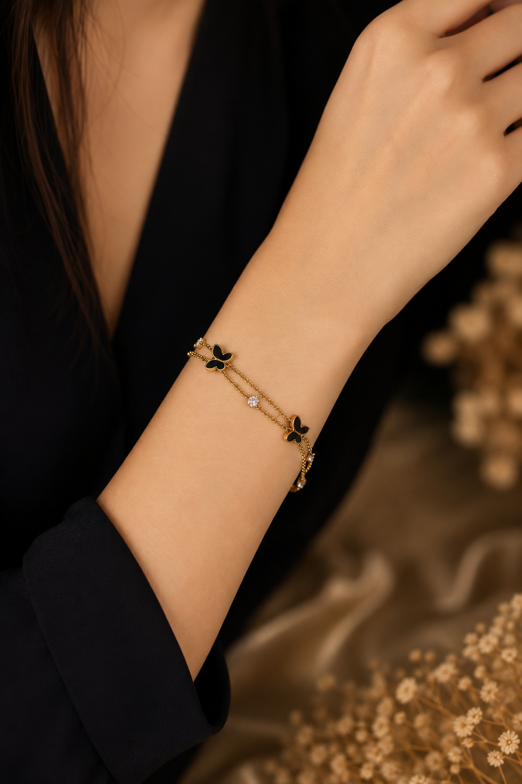 Black Butterfly Bracelet for Women
