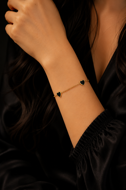 Black Heart Stud Bracelet for Women