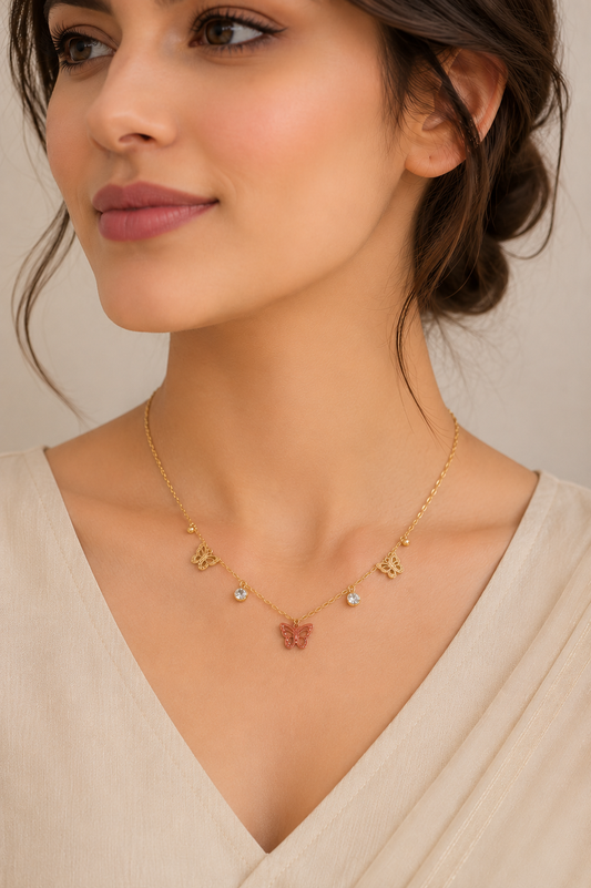 Butterfly Crystal Necklace for Women