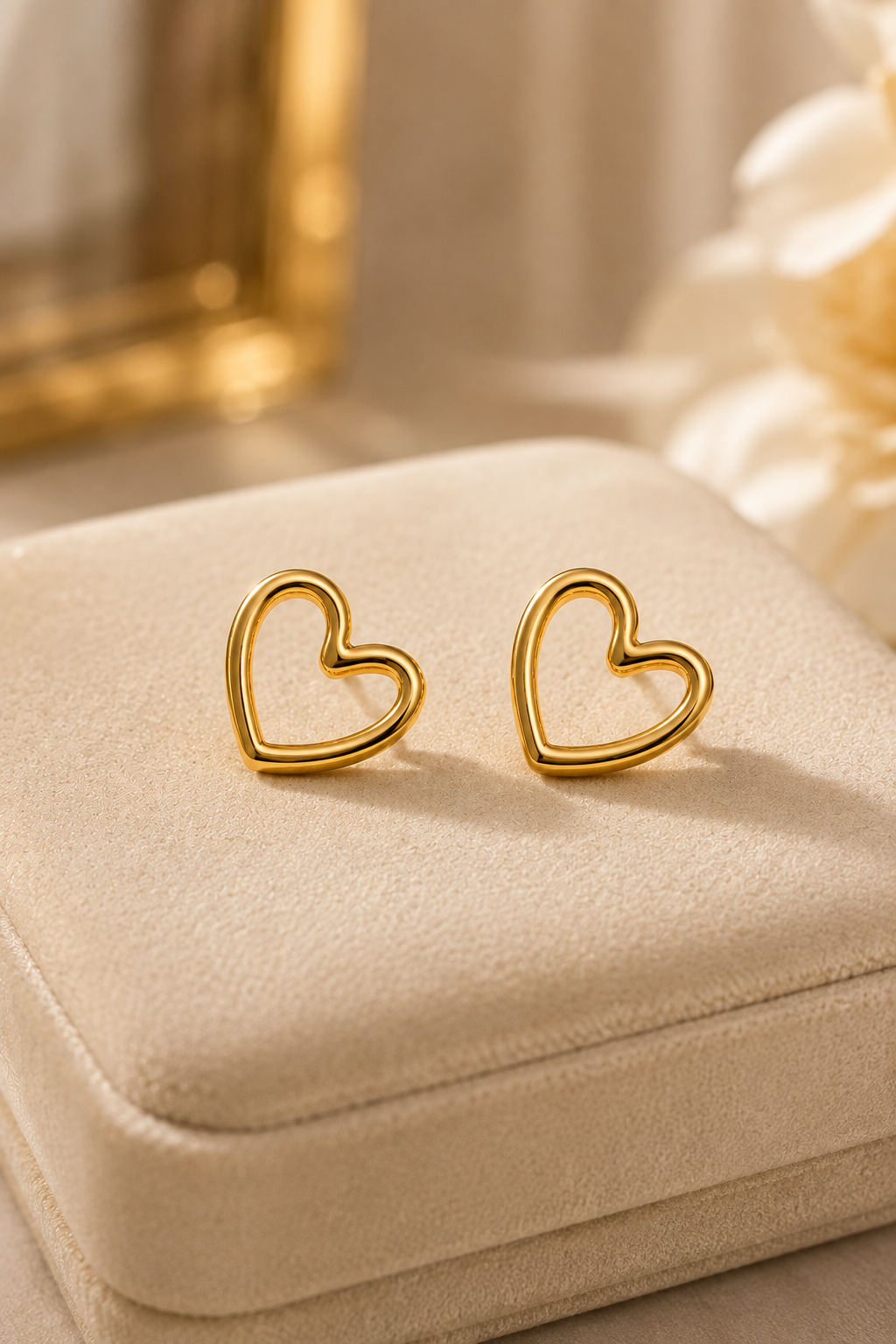 Gold-Tone Heart Stud Earrings for Women