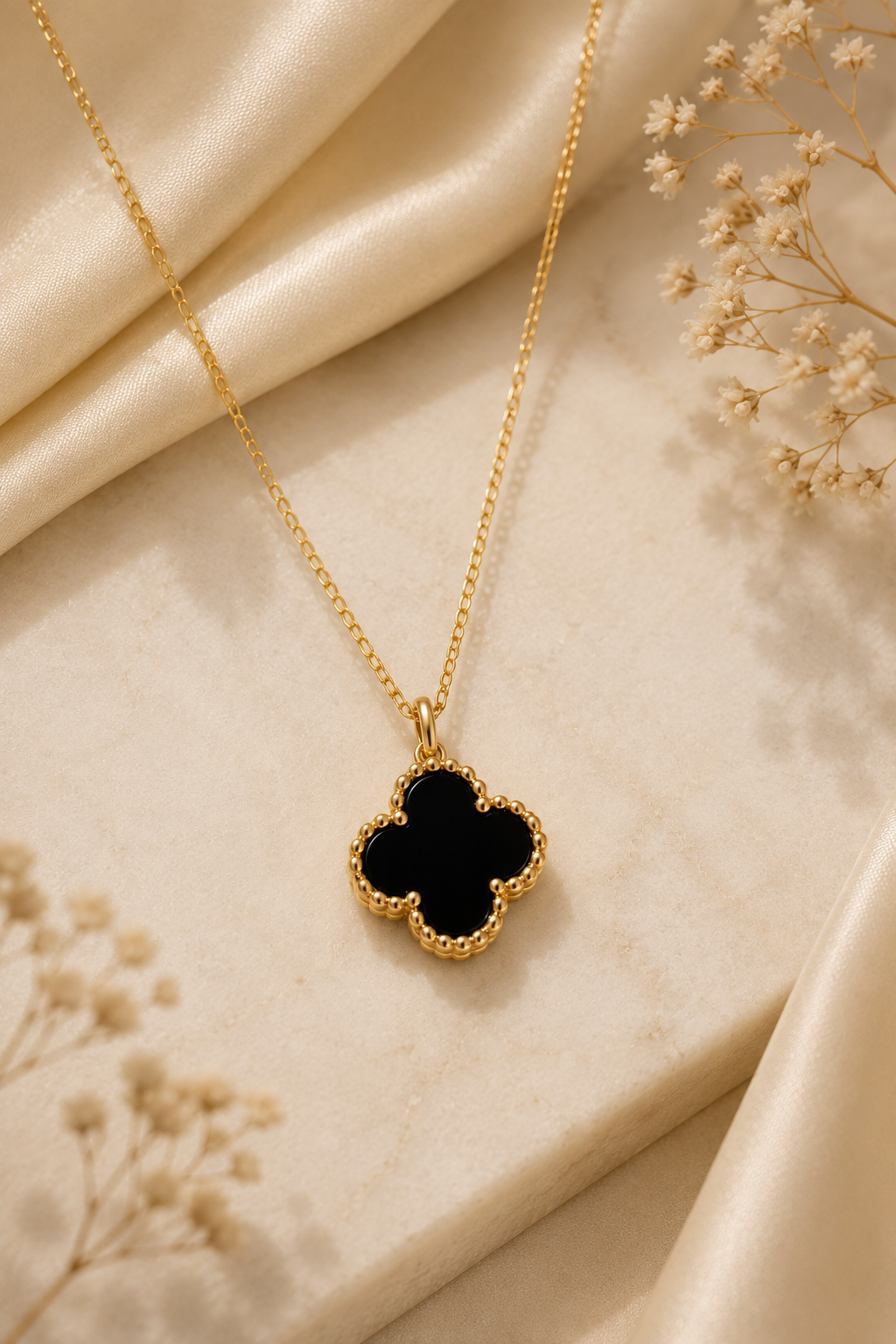 Black Clover Pendant Necklace