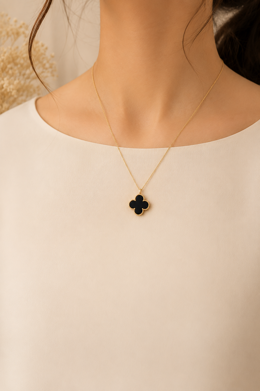Black Clover Pendant Necklace