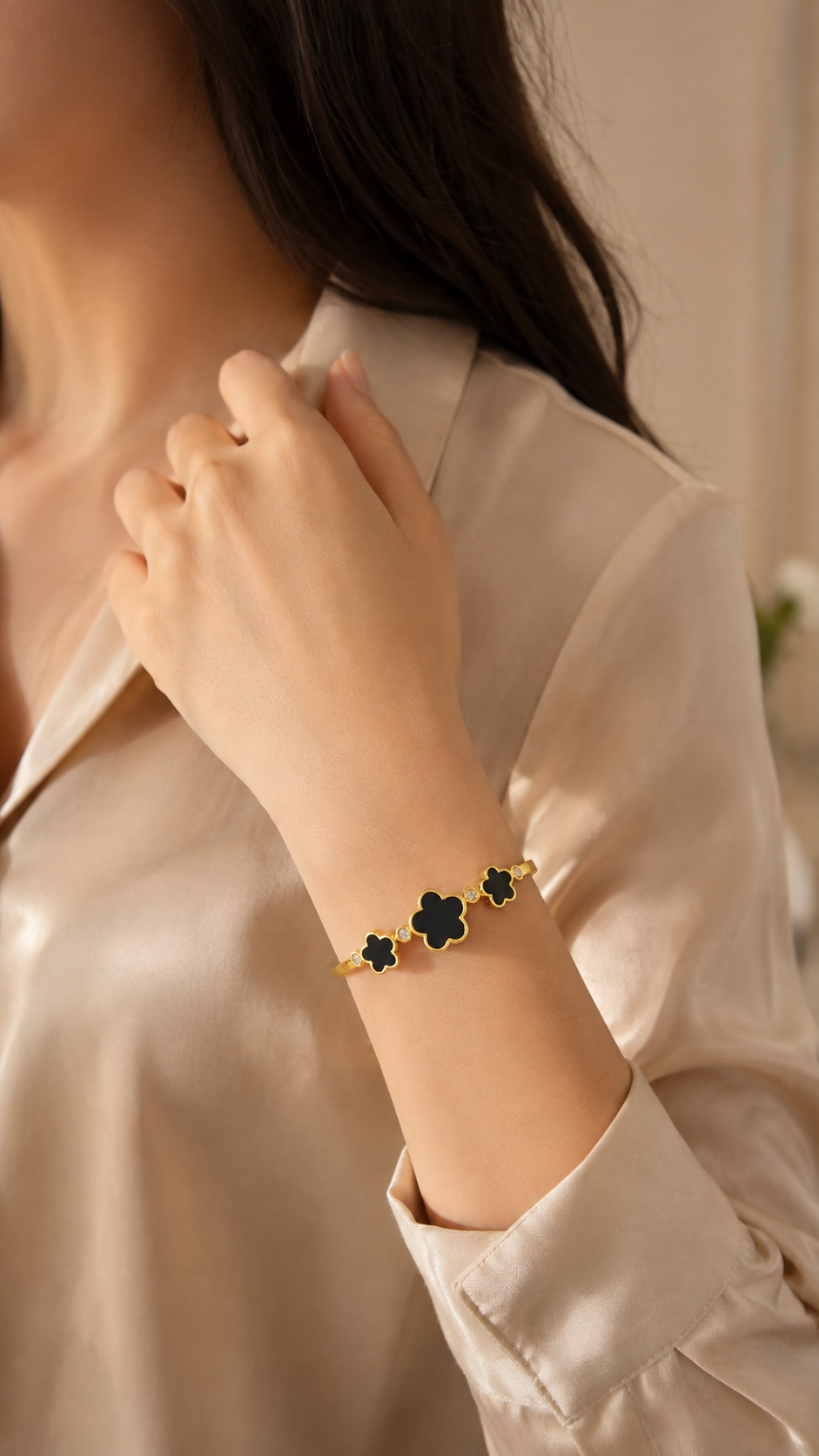 Black Flower Bracelet for Women