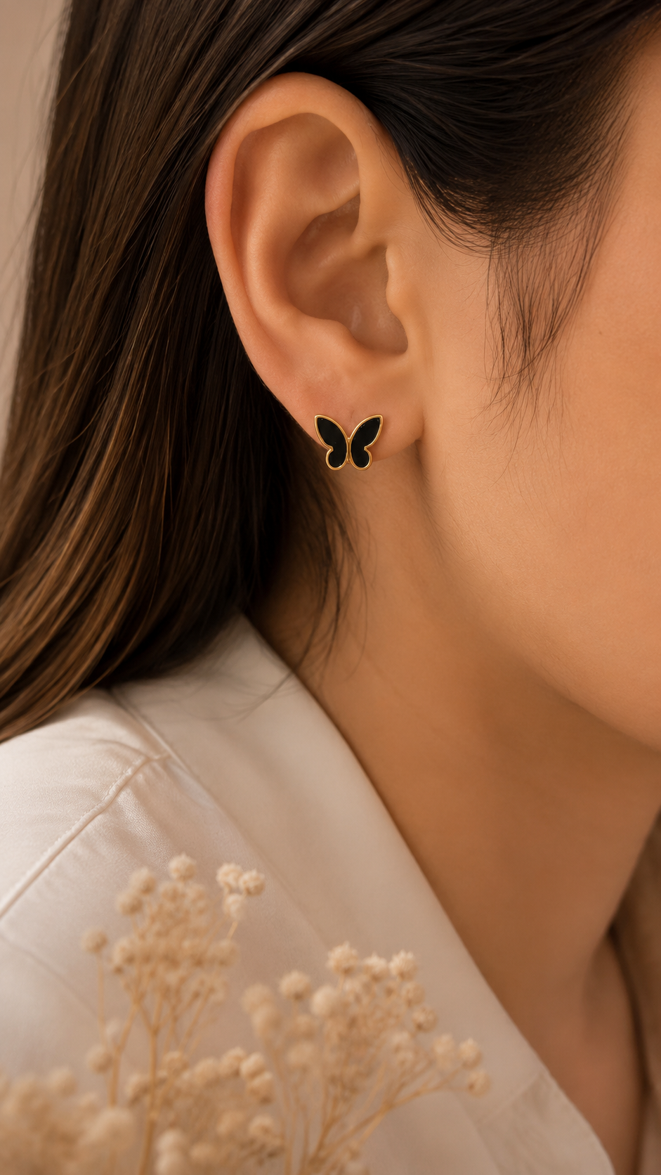 Black Butterfly Stud Earrings for Women