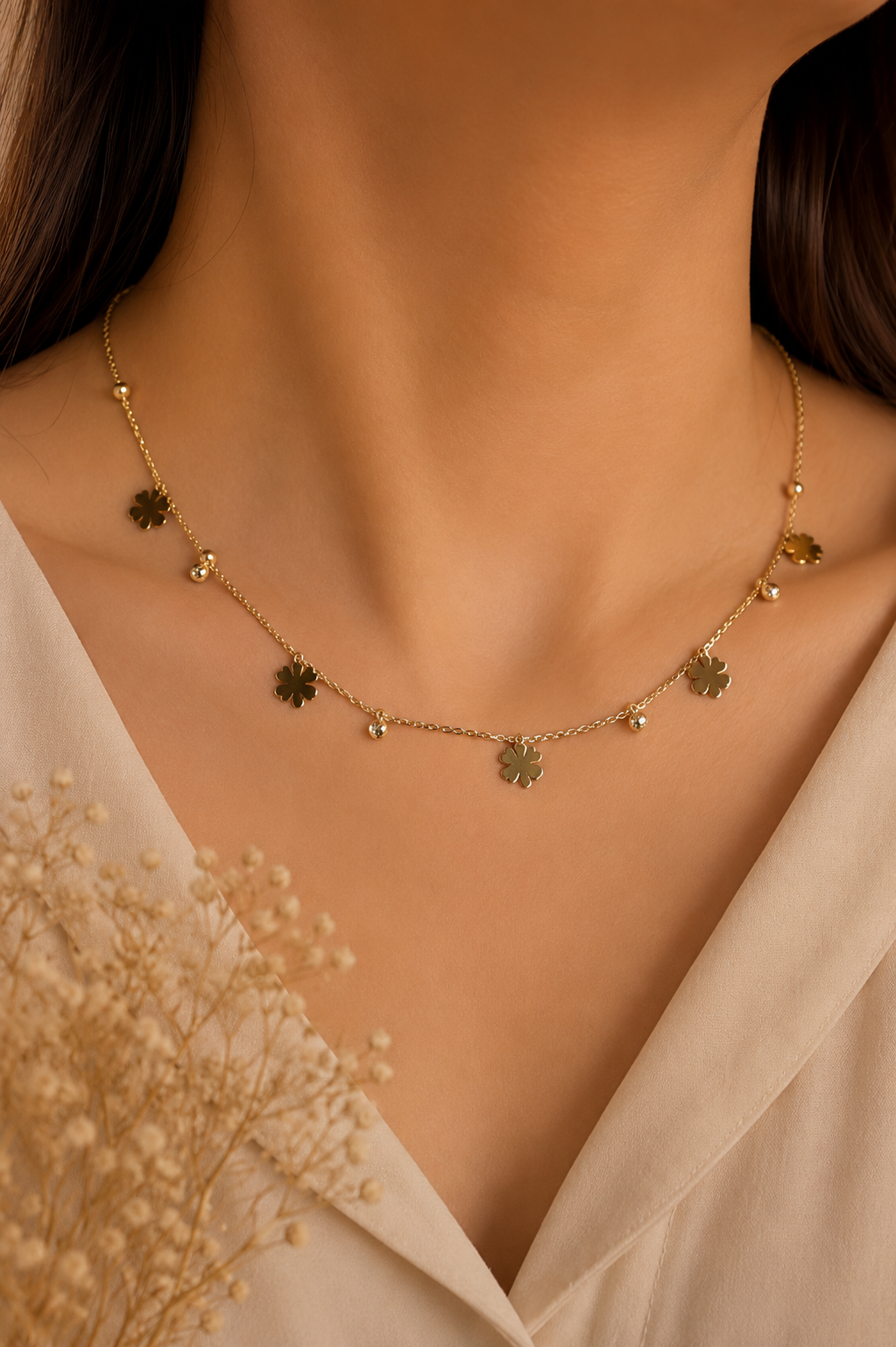 Gold-Tone Floral Crystal Necklace