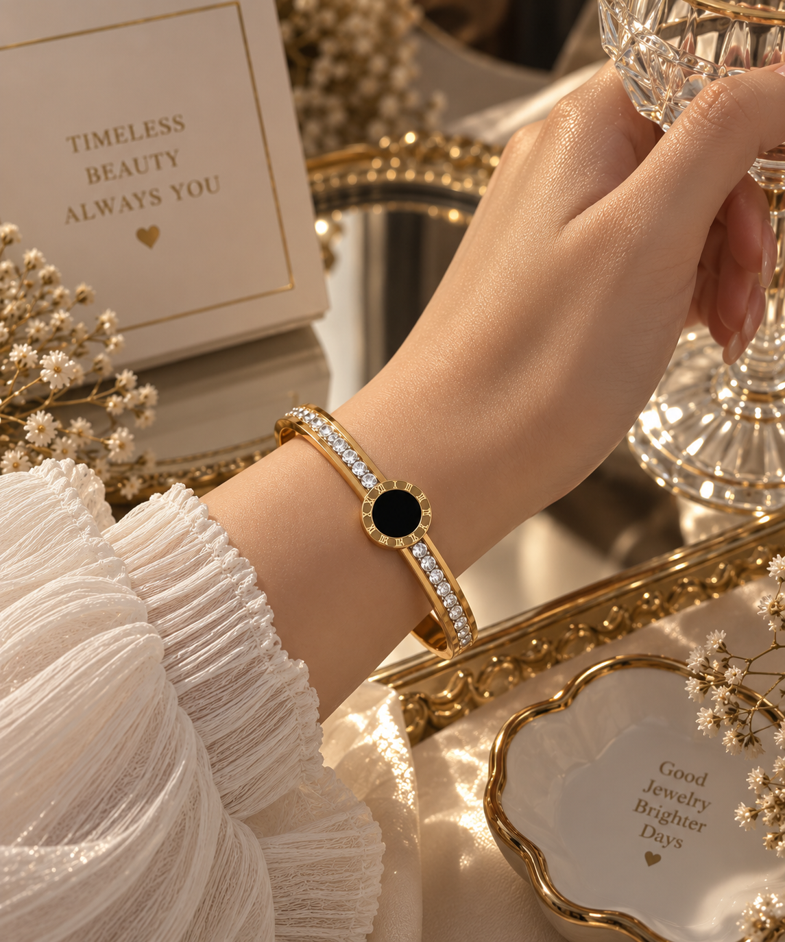 Black & Gold Crystal Bracelet for Women