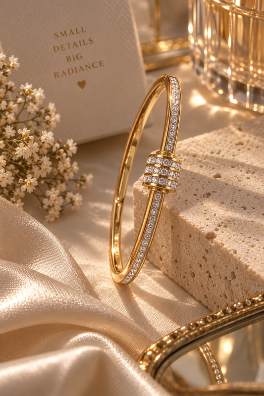 Gold Tone Crystal roller Bangle Bracelet