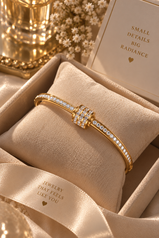 Gold Tone Crystal roller Bangle Bracelet