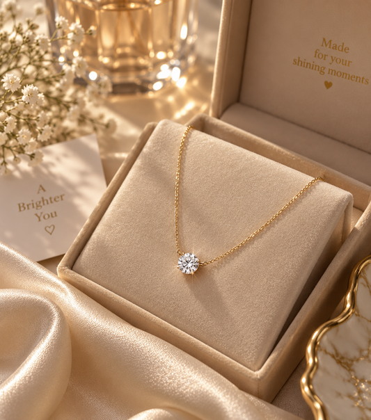 Gold-Tone Round Crystal Pendant Necklace