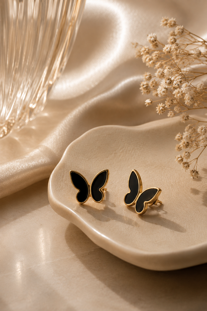 Black Butterfly Stud Earrings for Women
