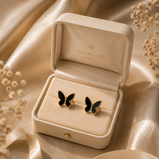 Black Butterfly Stud Earrings for Women