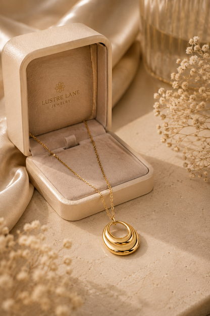Layered Oval Pendant Necklace for Women
