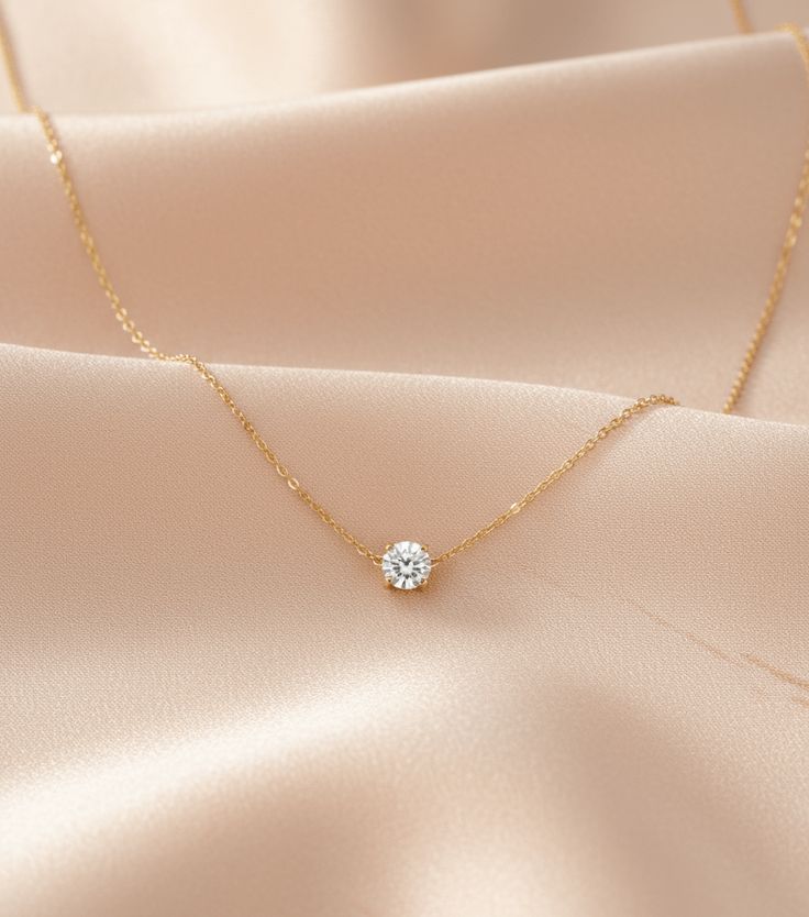 Gold-Tone Round Crystal Pendant Necklace