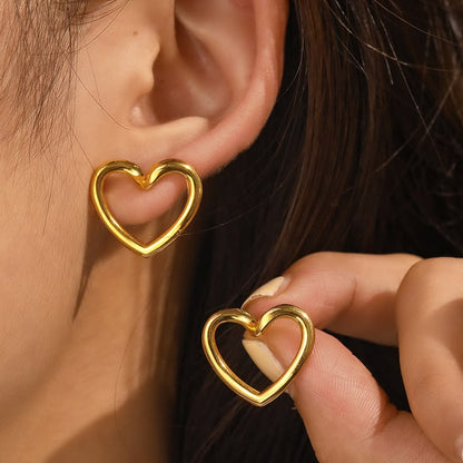 Gold-Tone Heart Stud Earrings for Women